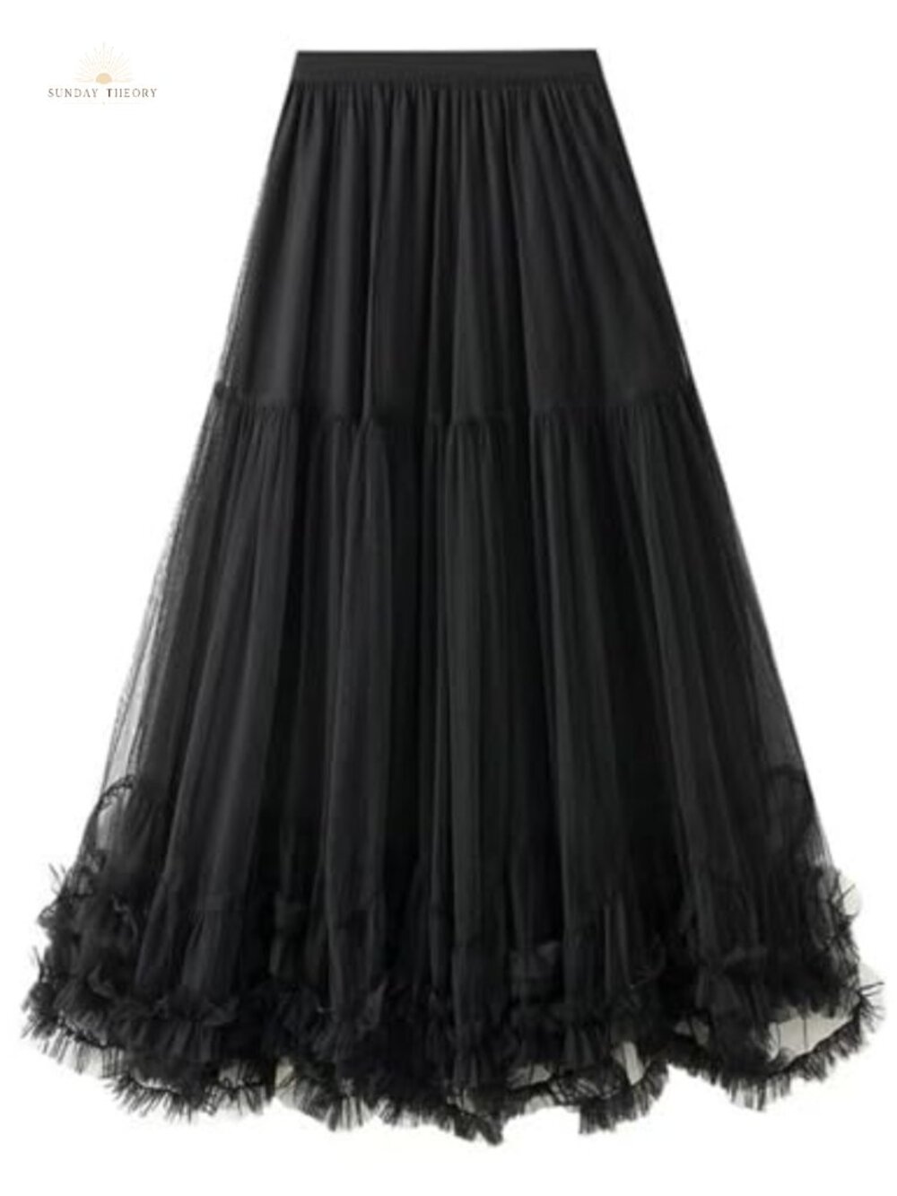Women's Tulle Maxi Skirt Layered Mesh Tiered Fairy A-Line High Waist